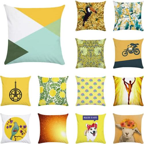 Cartoon Cushion Covers Yellow Birds Dog Lion Pillow Case For Home Chair Decoration Square Pillowcases Decorative Pillowcase TP48