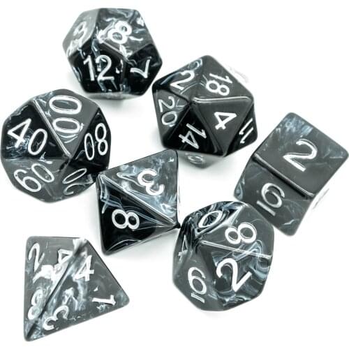 Poludie 7Pcs/Set DND Dice Set Resin lmitation of Stone Grain Polyhedral Dice D4 D6 D8 D10 D% D12 D20 for Role Playing Board Game
