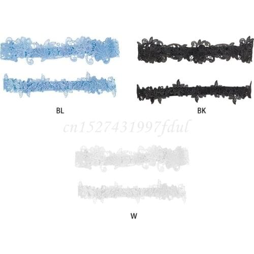 Women Embroidery Floral Lace Thigh Rings Set Wedding Prom Bridal Decorative Stretch Band Solid Color Hollow Seamless Leg Garters