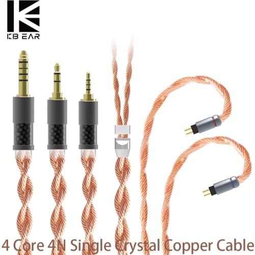 AK KBEAR Inspiration-C 4 Core Upgrade 4N Single Crystal Copper headphone Cable 2.5mm/3.5mm/4.4mm earphone cables Yinyoo blon ks1