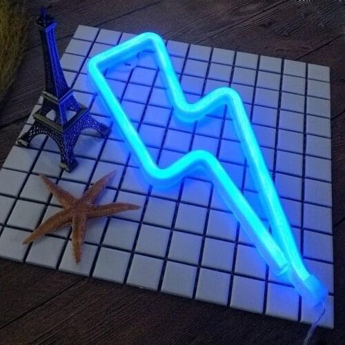Neon Signs Wall Light LED Decorative Fun Peny Blue Lightning Halloween Battery/USB Birthday Gift Party Bar Decor