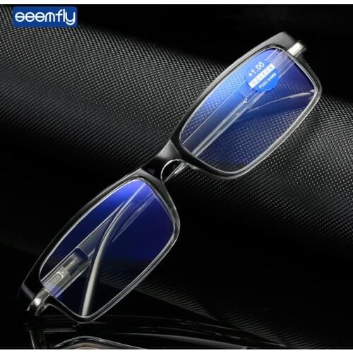Seemfly Anti-blue Light Reading Glasses Spring Leg Ultralight Resin Graduated Color Frame Spectacles Unisex With Diopter 0to+4.0