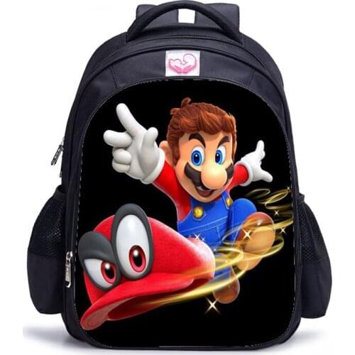 16 Inch Catoon Mario Bros Children School Bags Orthopedic Backpack Kids School Boys Girls Daily Mochila Infantil