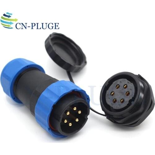 SP28 28mm Panel Mount 6 pin Aviation Wire Connector,Outdoor Dust-proof Waterproof Connector Male Plug Female Socket IP68
