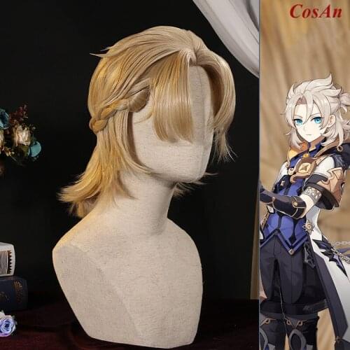 The High Quality Wigs Hot Game Genshin Impact Albedo Cosplay Fashion Lovely Golden Short Hair Unisex Party Role Play Accessories