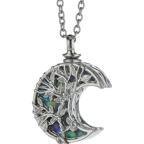 Tree Of Life Moon Cremation Urn Necklace Pendant Ashes Souvenir Commemorative Ashes Pendant Necklace Unisex