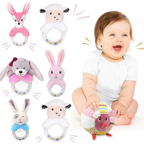 New Born Baby plush rattle Toys Bell Bed infant Stroller Hanging Bell Educational Rattle Toys cute animal Styles Soft Toys Gift