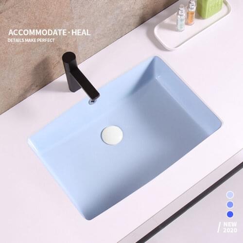 Sky Blue WashBasin Bathroom Sinks Green Household Nordic Art Washbasin Portable Sink Ceramic Under Counter Basin Shampoo Bowl