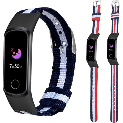 Smart Bracelet Striped Canvas Strap For Honor Band 5i Replacement Watch Bands Wriststrap For Huawei Band 4 Wristband Accessories