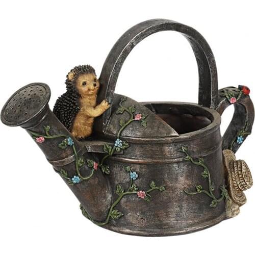 Garden Figurine Attractive Non-fading Resin Hedgehogs Flower Jar Sculpture Ornament for Garden décoration de jardin