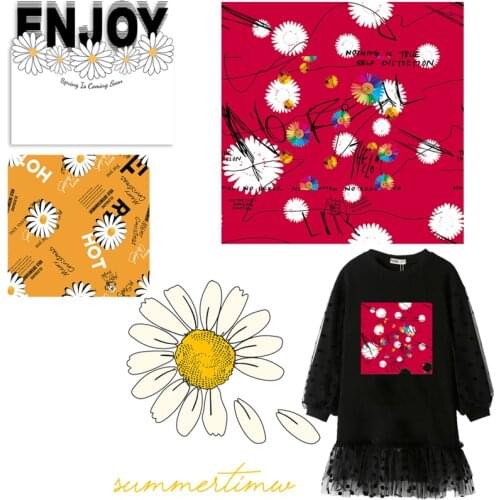 Daisy Flower Patches Thermal Stickers on Clothes Iron-on Transfers for Clothing Thermoadhesive Patch Diy Lot Applique for Dress