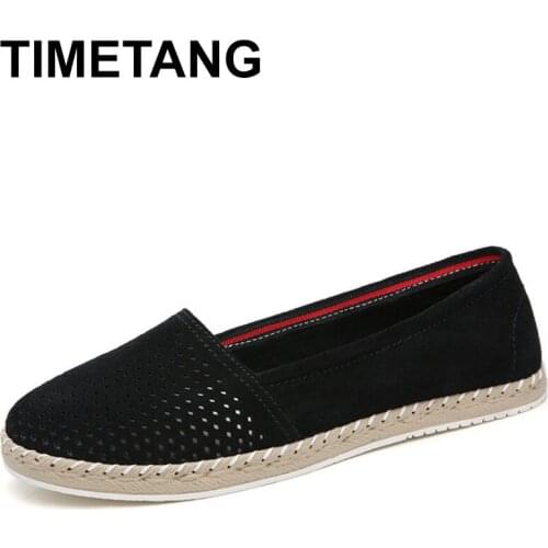 TIMETANGWomen suede leather loafers casual flat shoes woman slip-on soft breathable loafers mother shoes walking ladies shoes