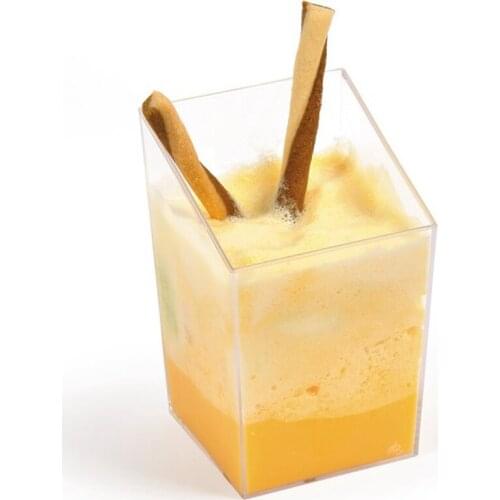 High quality square creative transparent dessert cup birthday wedding party diy cake ice cream yogurt fruit snack plastic cups