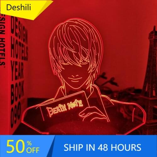 Yagami Light Figure Acrylic LED Night Light Anime Gift Death Note Lamp for Kid Bedroom Decor Lighting Childrens Room Nightlight