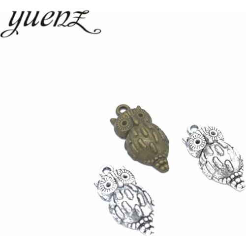 YuenZ 15pcs 2 Colors Antique silver color owl Charms Pendant for DIY Jewelry Making Necklace Earrings Bracelet Accessories D123