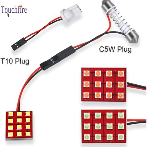 10pcs 12SMD 3030 LED Auto Dome Panel Light Car Interior Reading Lamp Roof Bulb With T10 W5W C5W Festoon 2Adapter Base 12V