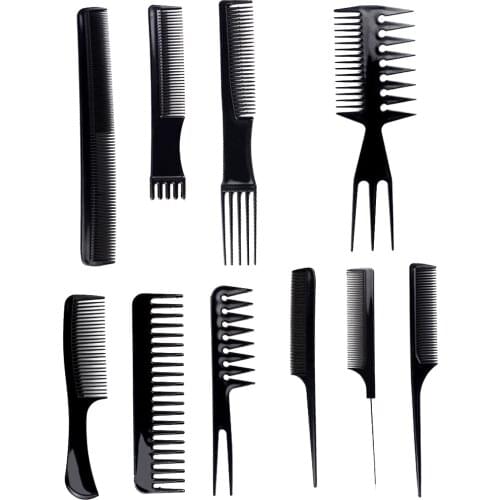 10PCS/Set Styling Comb Home Salon Barber Shop Wide Tooth Comb Kit Women Men Hairstyle Beauty Tool