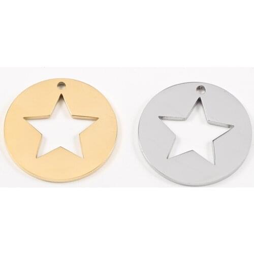 10pcs/Lot Real Mirror Polish Stainless Steel Hollow Out Star Charms Pendant For DIY Making Bracelet Necklace Accessories