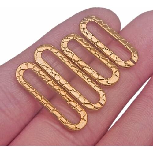 10pcs Stainless Steel Hollow Pattern Rectangular Lace Oval Track Charm Gold Pendant Jewelry Making Diy Bracelet Necklace Craft