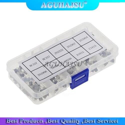 10value 200PCS BC337 BC327 2N2222 2N2907 2N3904 2N3906 S8050 S8550 A1015 C1815 Transistor Assortment Kit Transistors Box Pack