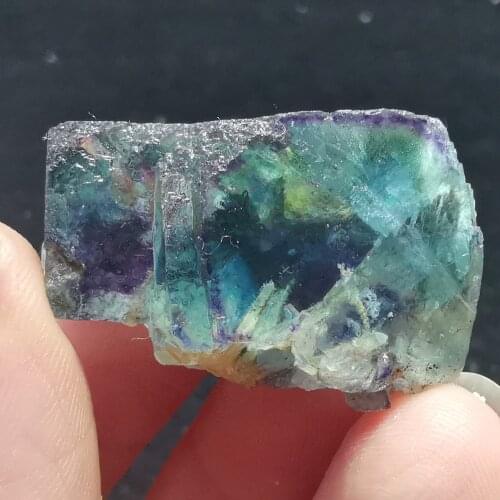 18.1gGreen purple heart Fluorite Crystal inclusion mica home decoration ring vein healing geology teaching CRYSTAL QUARTZ GEM