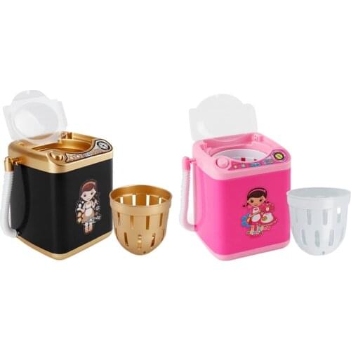 2 Pcs Multifunction Gold Blender Washing Machine Sponge Brushes Makeup Brush Cleaning Electric Washer, Black & Pink