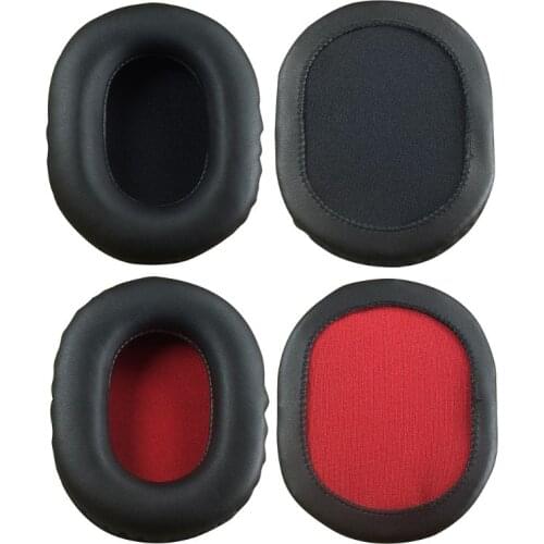 2PCS Square Oval Headphone Earpads Soft Leather Memory Foam Ear Cushion Cover