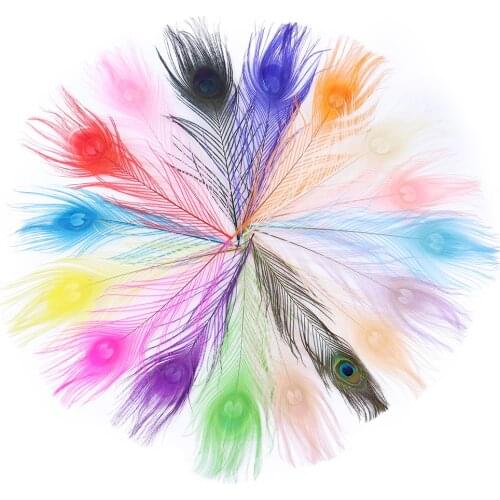 20pcs dyed Colorful Natural Big Eye Peacock feathers 25-30cm/10-12 inch Wedding Home Vase Decoration feather for crafts plumes