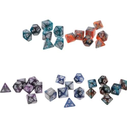 7X Polyhedral Dices D20 D12 D10 D8 D6 D4 for Dice Board Games