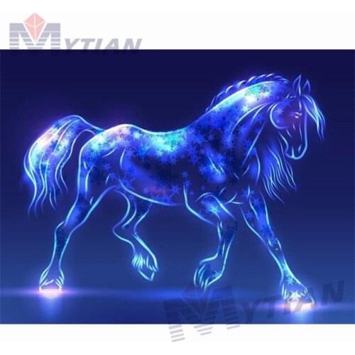 5D DIY Diamond Painting "Fluorescent Horse" Embroidery Full Square Round Diamond Cross Stitch Rhinestone Mosaic Wedding Decor