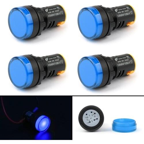 Artudtech 4PCS LED Indicator Pilot Light Signal Lamp Panel 220V Red Green Blue Yellow 22mm IP65 AD56-22D