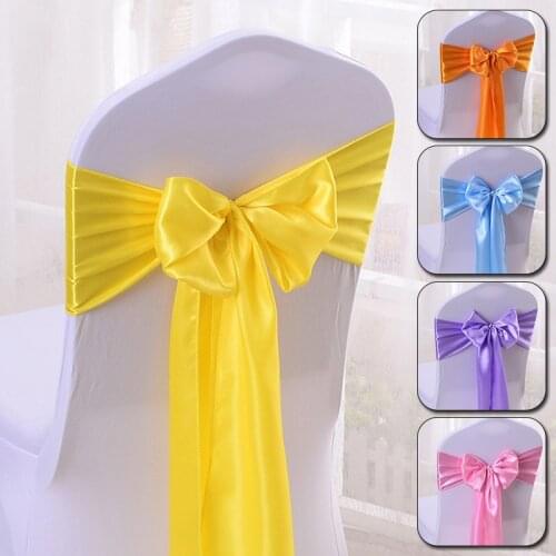 Satin Chair Sashes Bow Tie Chair Sash Band For Banquet Weeding Table Decoration For Weddings Party Supplies 17cm*275cm