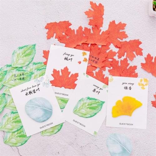 Creative Literary Small Fresh Paper Special Shaped Simulation Leaves Student Office Message N Times Sticky Notes Memo Pad 28page