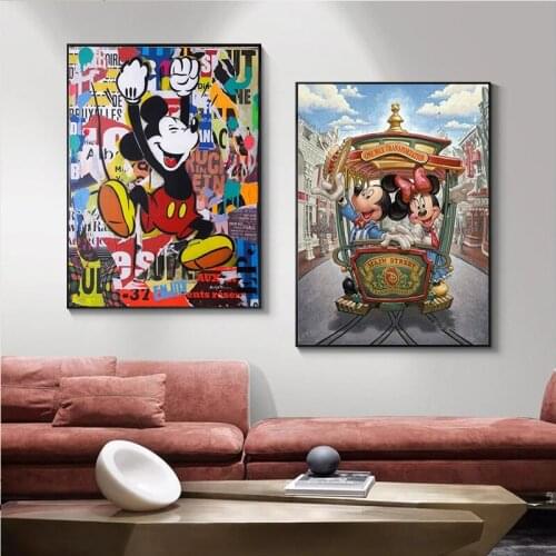 Disney Mickey Mouse Art Canvas Painting Donald Duck Cartoon Posters and Prints Wall Art Pictures for Living Kids Room Decoration