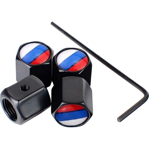 For Russian flag Logo Wheel Tire Valve Stem Caps Sticker For Audi Skoda Acura Cadillac Buick Daihatsu Ducati Fiat Holden Lincoln