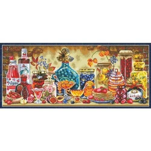 Fruits Pickle Counted Cross Stitch Patterns Kits Printed Canvas Embroidery 11CT 14CT DIY Handmade Needlework Home Decor Painting