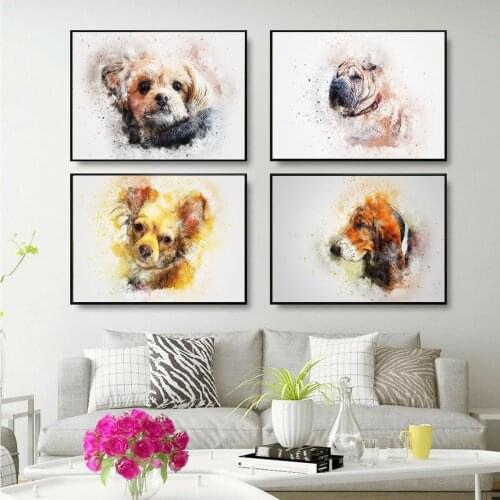 Fuzzy Series Big Head Photos of Dogs and Pets Hanging Picture Poster Canvas Print Painting Wall Art Living Room Home Decoration