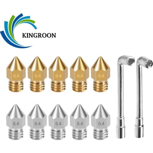 KINGROON 20pcs MK8 Brass Nozzle M6 Thread mk8 Stainless Steel Nozzles for 1.75mm Filament 3D Printer Hotend Nozzle for Ender-3
