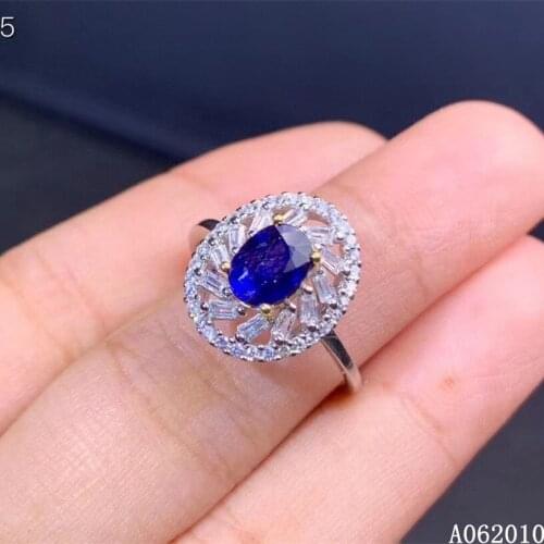 KJJEAXCMY fine jewelry 925 sterling silver inlaid natural sapphire ring trendy girls ring support test