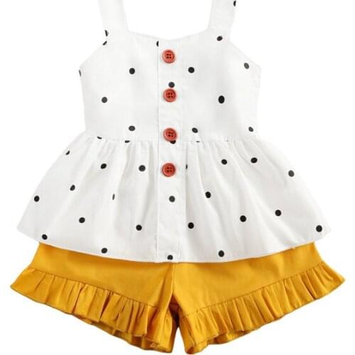 Toddler 2PCS Clothes Set 2021 Kids Baby Girls Summer Clothes Girl Polka Dot Sleeveless Tops+Short Pants Clothing Suits