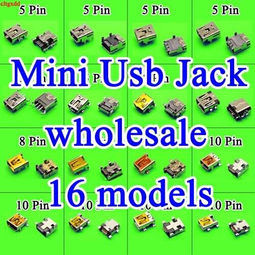 16models 8mm 9mm Female Mini USB jack V3 5P 5pin 8pin 10 Pin Jack Connector repair parts for Old Mobile Phone radio MP3 MP4