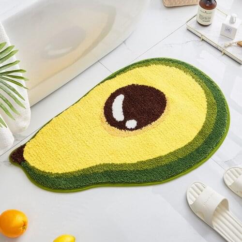 Cartoon Avocado Carpet Flocking Rug Living Room Home Non-slip Carpets Bathroom Quick-drying Absorbent Door Mat Area Rugs