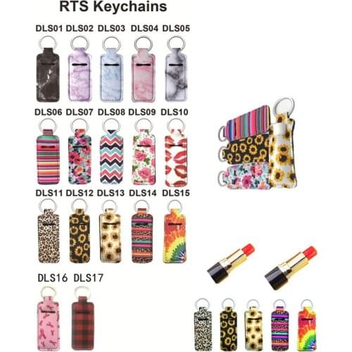 Hot Sale Fashion Girl Lipstick Cover Holder Lip Lipstick Neoprene Material Key Chain Straight Cover Lipstick Cover 2pcs