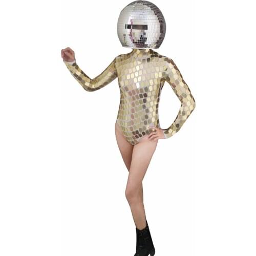 Mirror Ball Disco Mask Mirror glasses Metallic Cosplay Halloween Motor helmet nightclub performance headwear stage prop hallowee