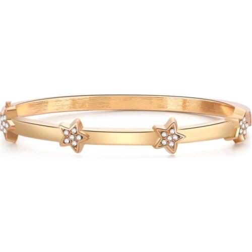 Trendy Crystal Stars Bangles for Women Stars Charm Bracelets Delicate Fashion Jewrlry