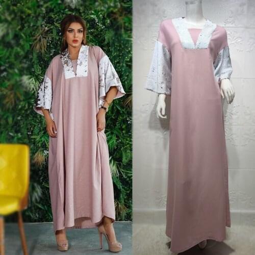 Muslim Sequins Fashion Plus Size Dress 2021Ramadan Eid Dubai Abaya Kaftan Turkish Jalabiya Islamic Maxi Dresses Women Clothing