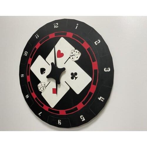 Casino Wall Clock Black And Red Decoration Living Room Wall Decor Home Living Room Decoration