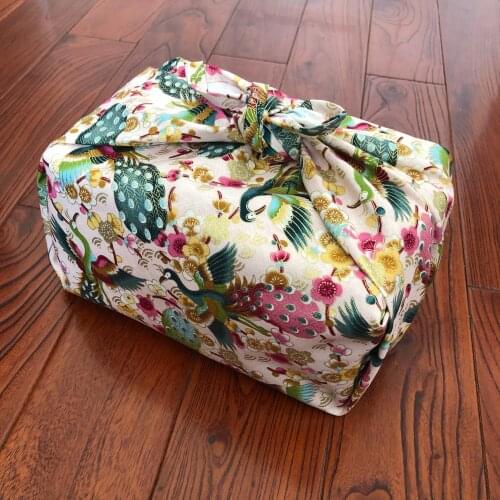 New geisha fan red crowned crane Japanese style wrapping cloth furoshiki handkerchiefs Flower traditional fabric 0218E