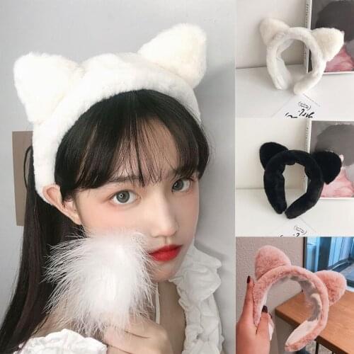 Cute Plush Kitten Ear Headband for Women Girls Face Washing Hair Band Hair Hoop Headband Hairband Headwear Hair Accessories