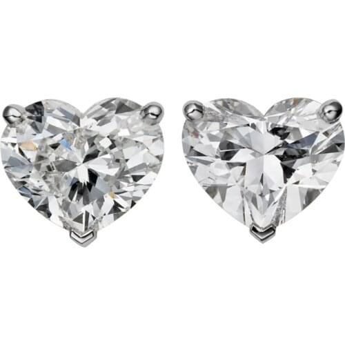 18K AU750 White Gold Stud Earrings Women Wedding Anniversary Engagement Party Heart Moissanite Diamond Elegant Trendy Romantic